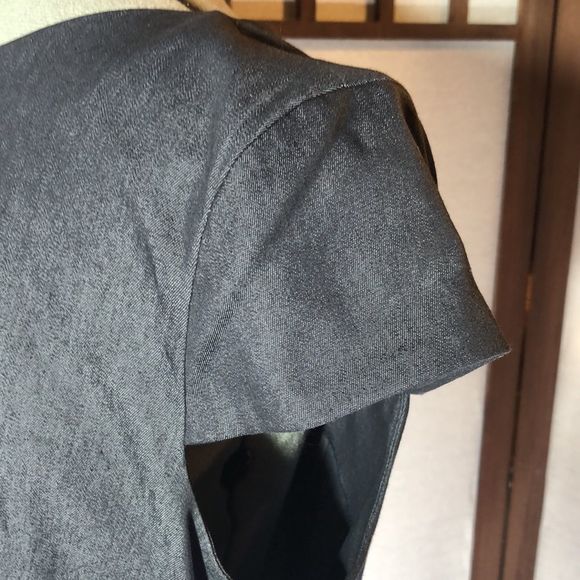 ALYX Womens Chambray Sheath Dress Size 14 Dark Wash Denimlike Belted Cap Sleeve - Picture 5 of 11